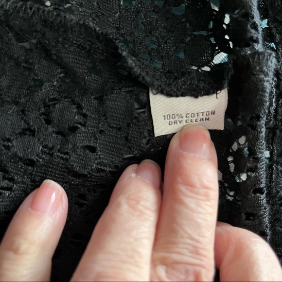 BLACK EYELET BUTTON DOWN BLOUSE BY TUCKER - Picture 11 of 11